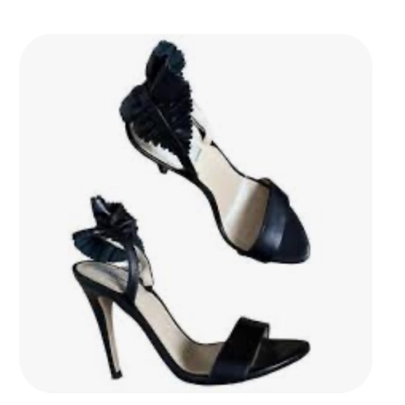 LK Bennett Renae Leather Frill Slingback Stiletto Heel 39 - Picture 1 of 12